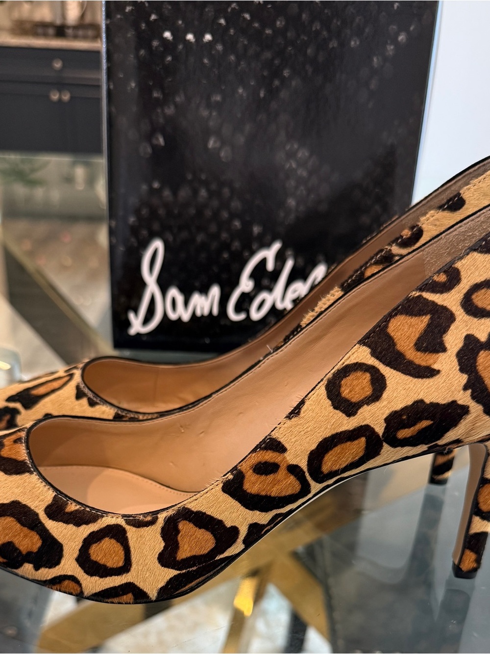 Sam Edelman Tristan Leopard Calf Hair Pumps Size 10M w/ Box- Nude/Tan/Black